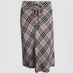 NEW!! Burberry Iconic Check Linen Midi Skirt